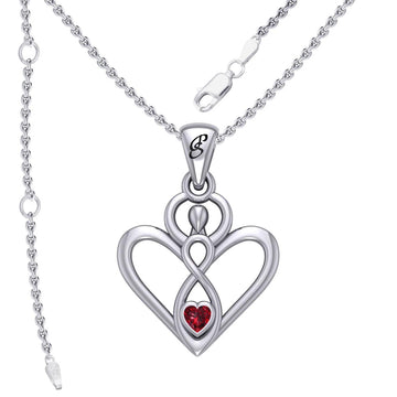 Gemstone Elegance Eternal Goddess Love Sterling Silver Immortal Love Pendant with Chain by Peter Stone TSE880 - Jewelry